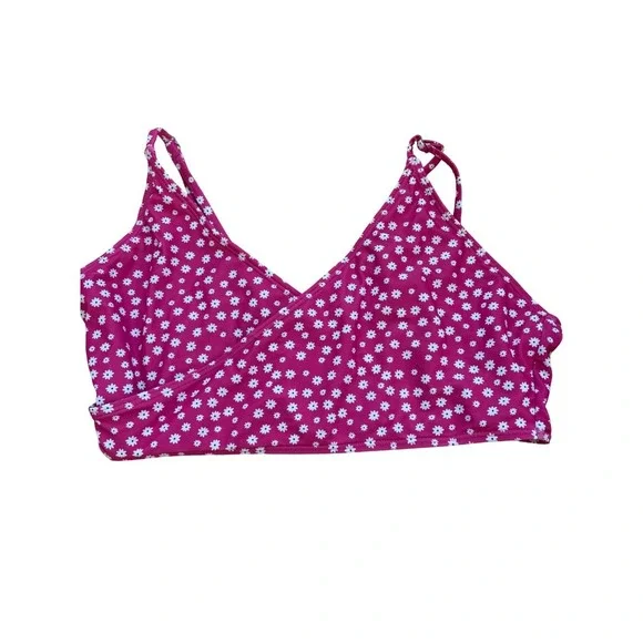 Pink Floral Swim Top Bikini Top Extra Large Cute Beach Pool Vacation - Picture 3 of 4